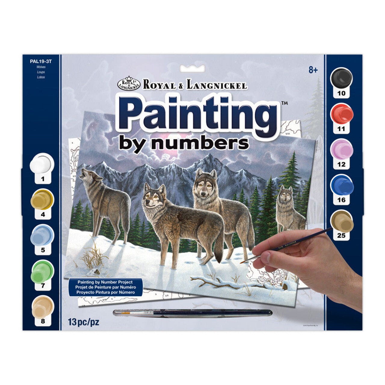 PAL19 | Painting by numbers™ 13pc 11.25" x 13.375" Wolves Painting Project